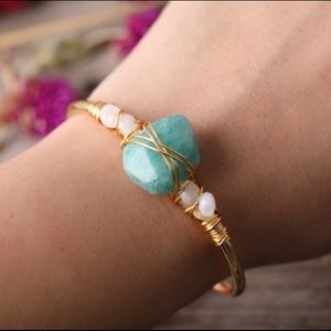 Amazonite Gemstone Open Cuff Bangle